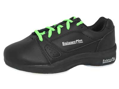 BalancePlus 400 series curling shoe with optional neon green shoelaces