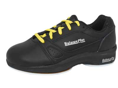 BalancePlus 400 series curling shoe with optional neon yellow shoelaces