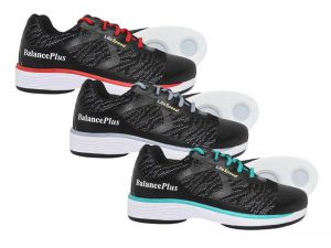 BalancePlus 700 series curling shoes in red, grey & teal